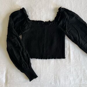 Smocked Black American Eagle Top